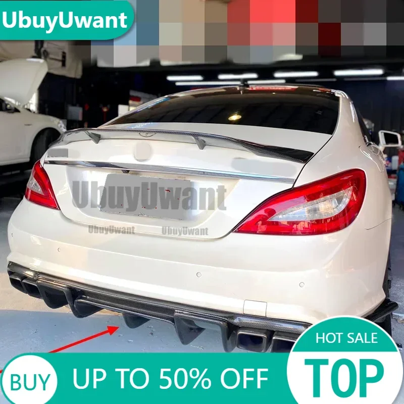 

For Benz CLS Class W218 CLS350 CLS400 Bumper Carbon Fiber Rear Trunk Diffuser 2011~2014