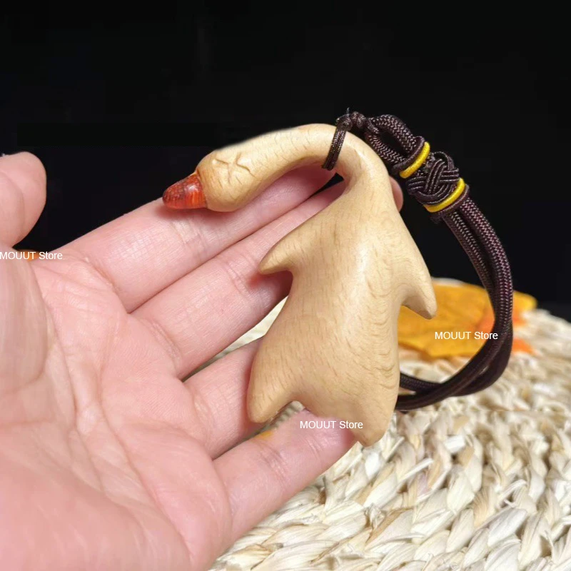 

Wooden Carved Duck Animal Statues Fun Car Interior Decoration Roasted Duck Rearview Mirror Pendant Bag Accessories Birthday Gift
