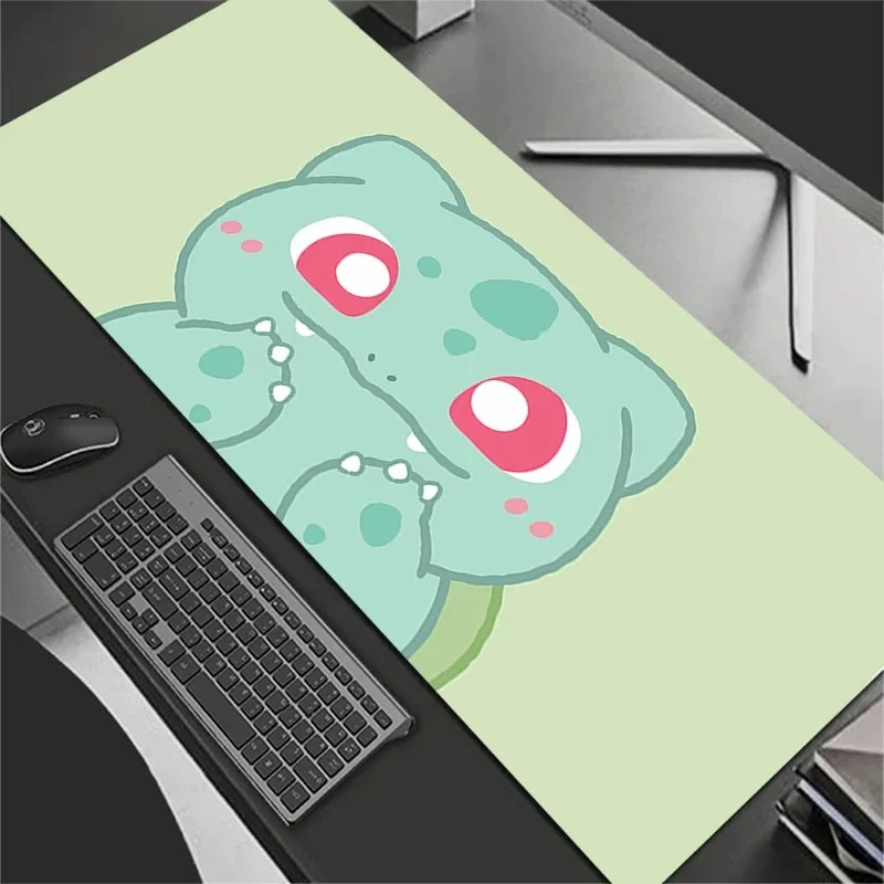 Mauspad für Gamer, PC, Computer, groß, 900 x 400, XXL, Schreibtischunterlage, Tastatur, Anime, Gaming-Zubehör, P-Pokemons, Bulbasaur, Mauspad, Teppich