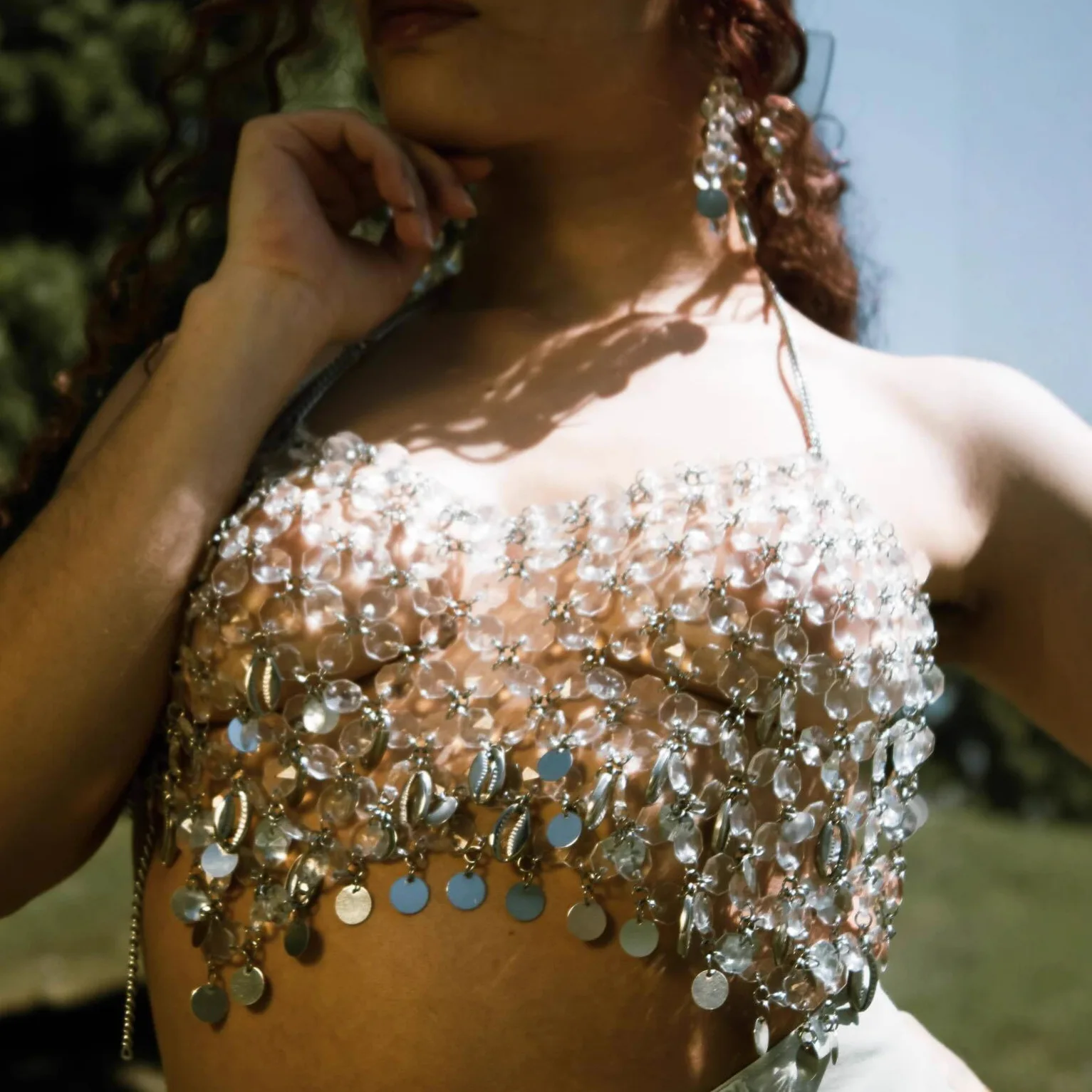 

Transparent Diamond Sequin Chain Bra Cover Chain Tassel Vest Top Chain Bra Backless Sexy Suspender Chain Hanging Neck Style