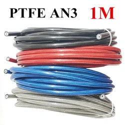 1M AN3 Motorcycle Braided Stainless Steel Nylon Brake Line Hose Fluid Hydraulic Hose Ptfe Brake Line Gas Oil Fuel Tube Pipe