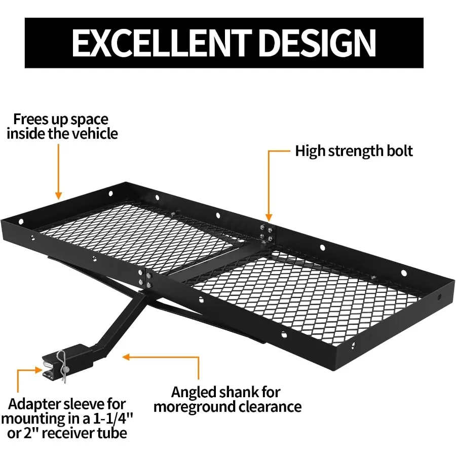 الثقيلة وصلة جبل البضائع الناقل للطي البضائع الرف الخلفي سلة الأمتعة يناسب 2 استقبال لسيارة SUV التخييم السفر غير F #2
