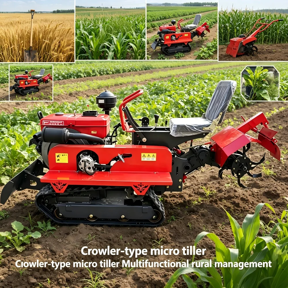Garden Crawler Agricultural Dryland Rice Paddy Tiller Multi-functional Crawler Micro Tiller with ce