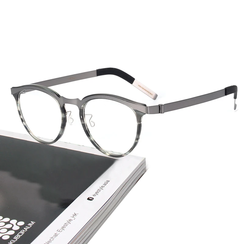 

Handmade Retro Round Screwless Glasses Frame for Men Vintage Ultralight Titanium Eyeglasses Women Korean Trendy Eyewear Male