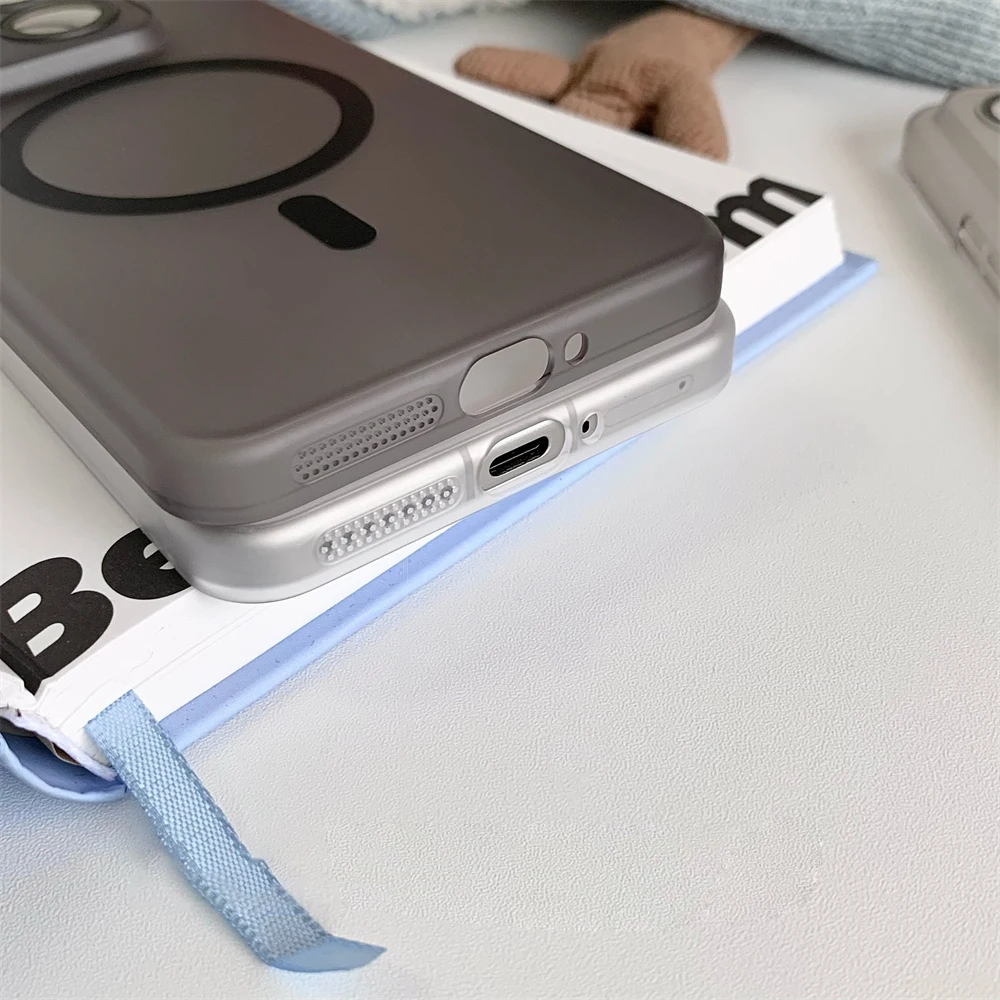 Ultra Thin For Magsafe Wireless Charging Case For Xiaomi 15 14 Pro Full Lens Protection Matte Frosted Translucent PC Back Cover