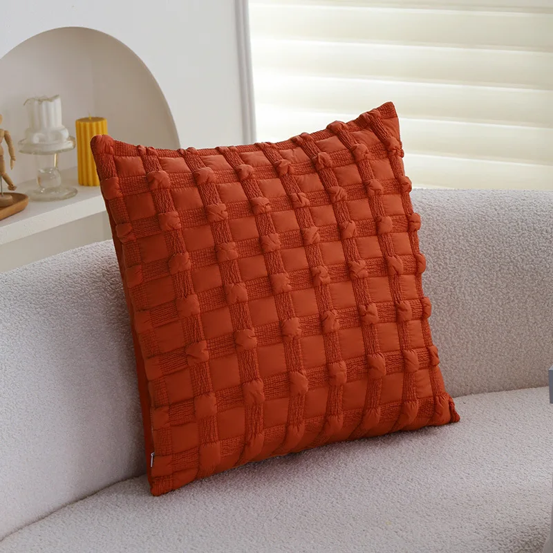 Light Luxury Premium Feeling Pillowcase Orange Living Room Sofa Cushion Cover Sample Room Hotel Pillow Cover