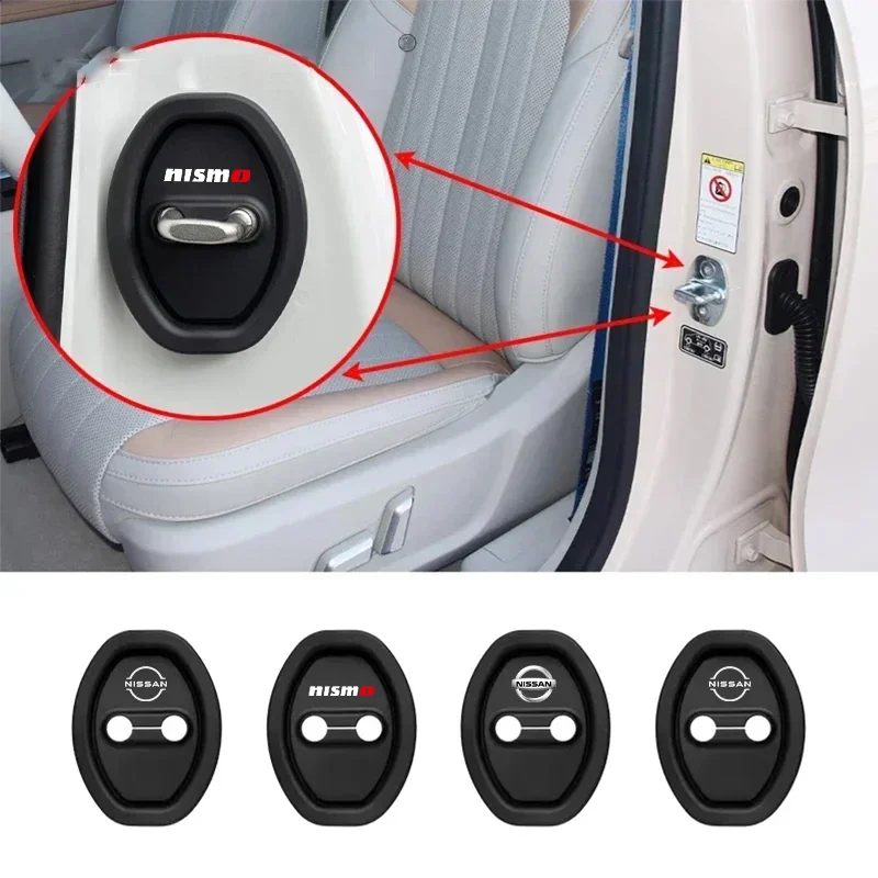 Adesivo de silicone para fechadura de porta de carro, para nissan nismo juke tiida teana gtr 350z 370z 240sx qashqai altima kicks, acessórios para carro
