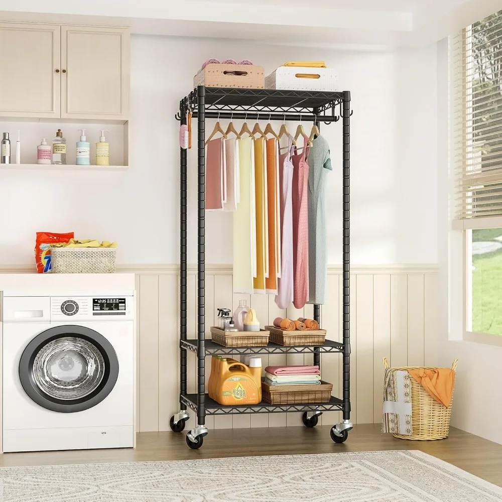 Robusto porta abiti portatile con ruote per appendere vestiti