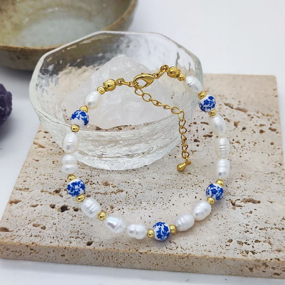 KKBEAD Natural Pearl Bracelet Femme Vinatage Jewelry for Women Handmade Beaded Bracelets Christmas Gift Pulseras Mujer Moda