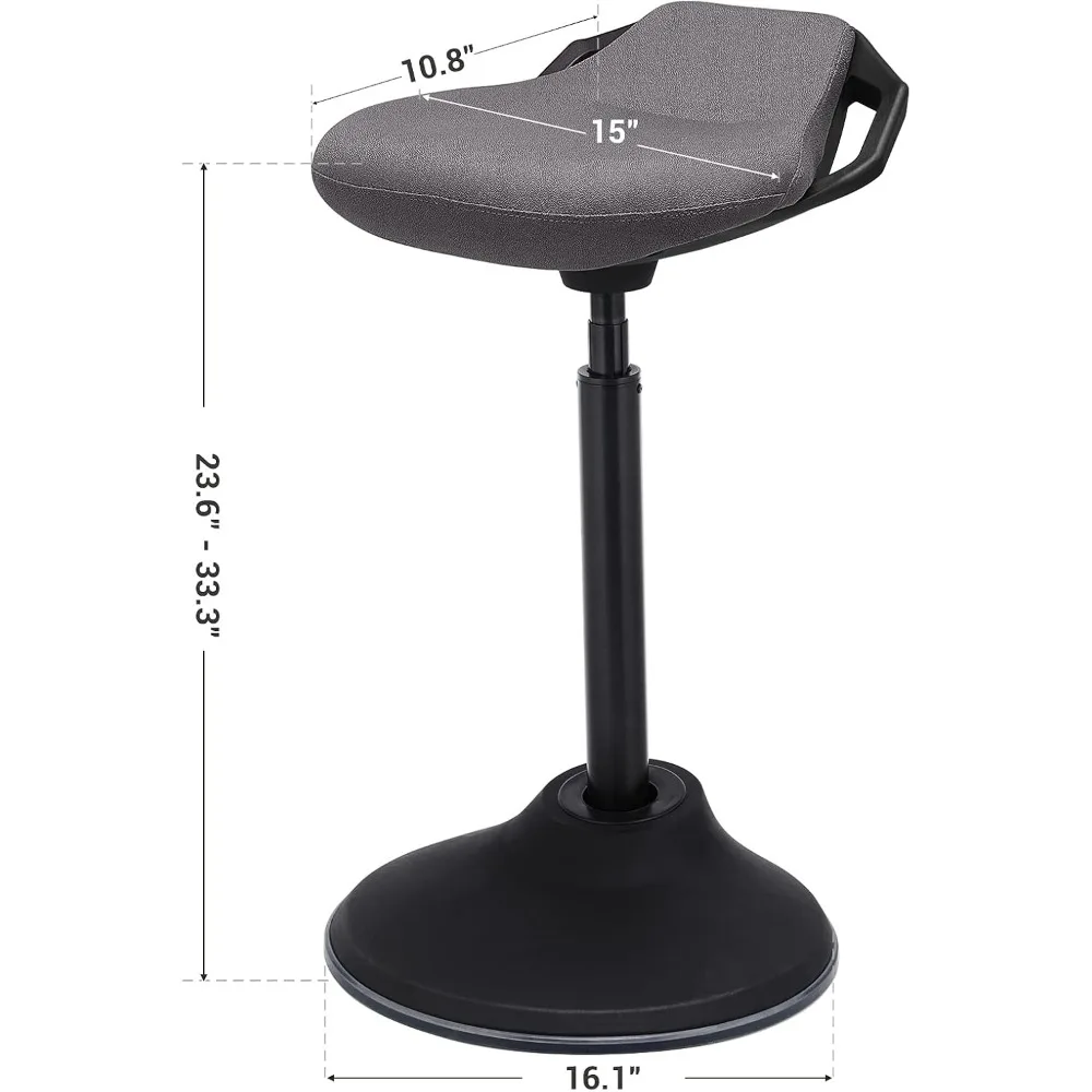 Cadeira de mesa de pé, banco de pé ergonômico ajustável, 23,6-33,3 polegadas, cadeira de equilíbrio giratória, estofamentos de tecido