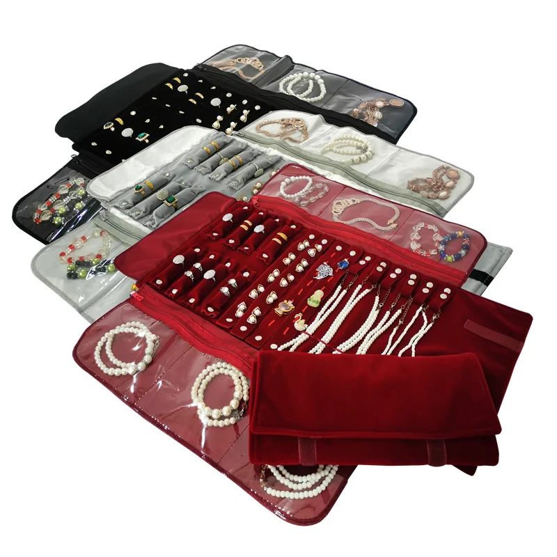 عالية الجودة المخملية مجوهرات تخزين عرض حقيبة لتخزين خواتم أقراط القلائد المعلقات مجوهرات تخزين عرض الدعائم