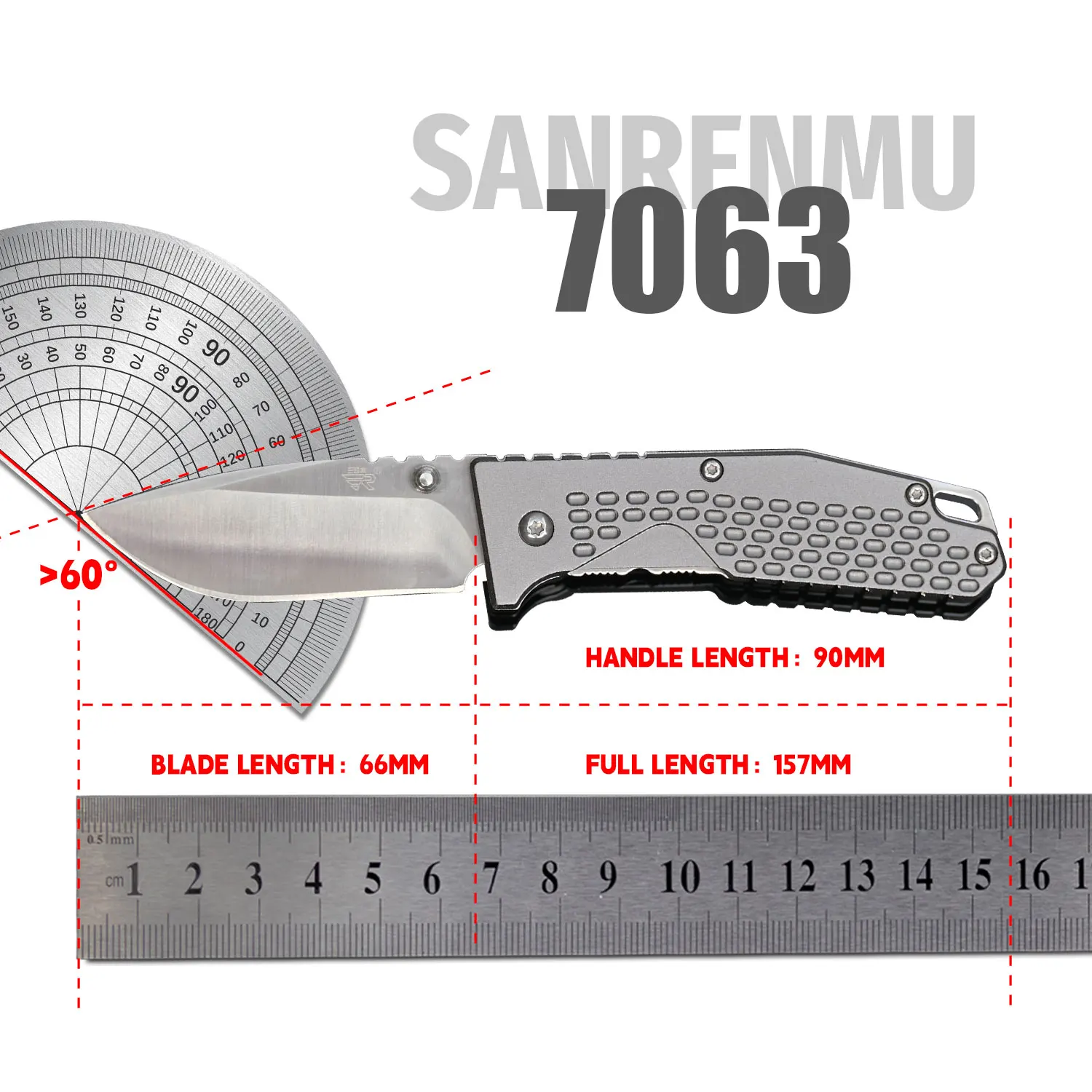 SANRENMU 7063 Pocket Folding Knife Aluminum Alloy Handle Outdoor Camping Hunting Fishing Survival Cutting Edc Portable Knives