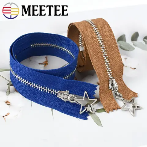 2/5pcs Meetee 3# Metal Zipper 20-30cm Close-End 40-70cm Open-End Auto Lock Silver Tooth Decor Zip DIY Bags Garment Accessories