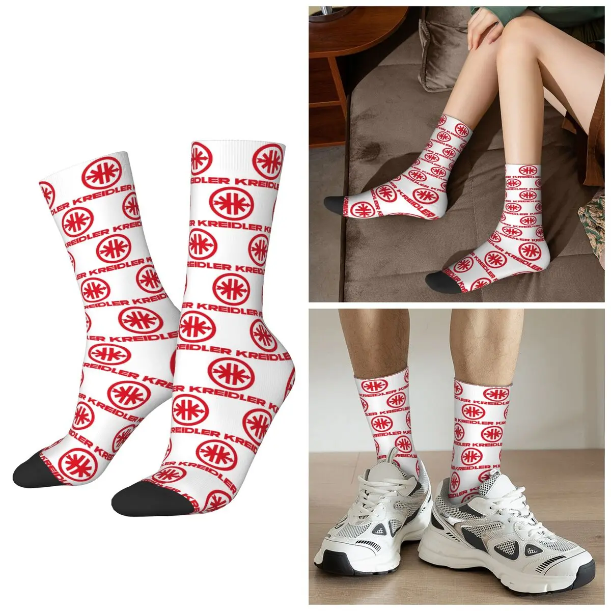 All Seasons Kreidler Logo Red Socks Harajuku Sport Middle Tube Socks Super Soft Stockings for Men Women Valentine's Day Gifts