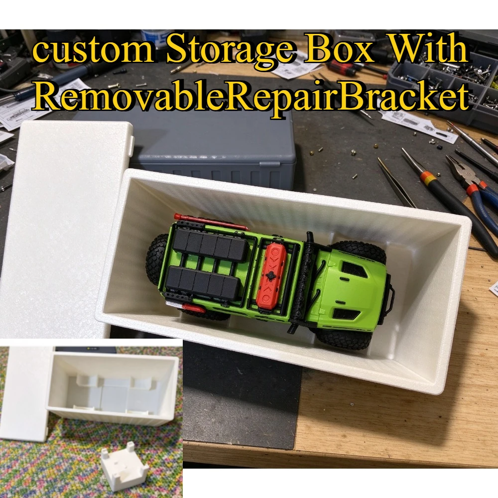 Removable Service Bracket 3D Printed RC Storage Container For 1/30 Axial SCX30 Wrangler custom size Crawler Spare Parts