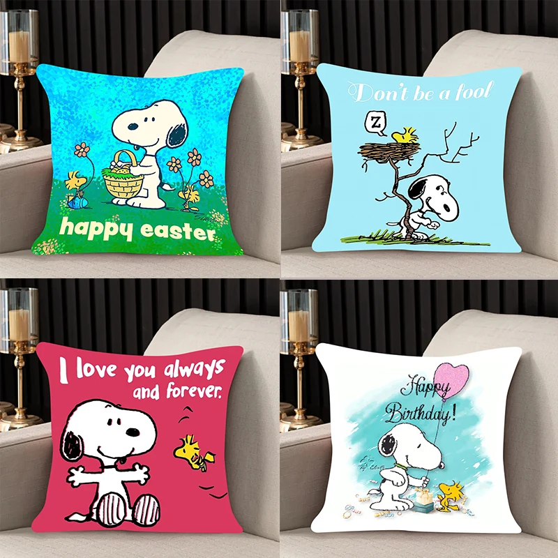 

home decor Pillow Cover Snoopy iving room bedroomo office car 45x45 Dakimakura Throw Pillows Square Pillowcase Kawaii style gift