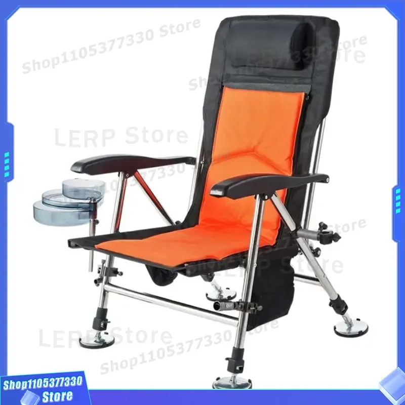 Foldable Carp Fishing Chair Grey Orange Dragoncloth Seat Portable Outdoor Leisure Angling Stool Heavy Duty Encrypted Fabric