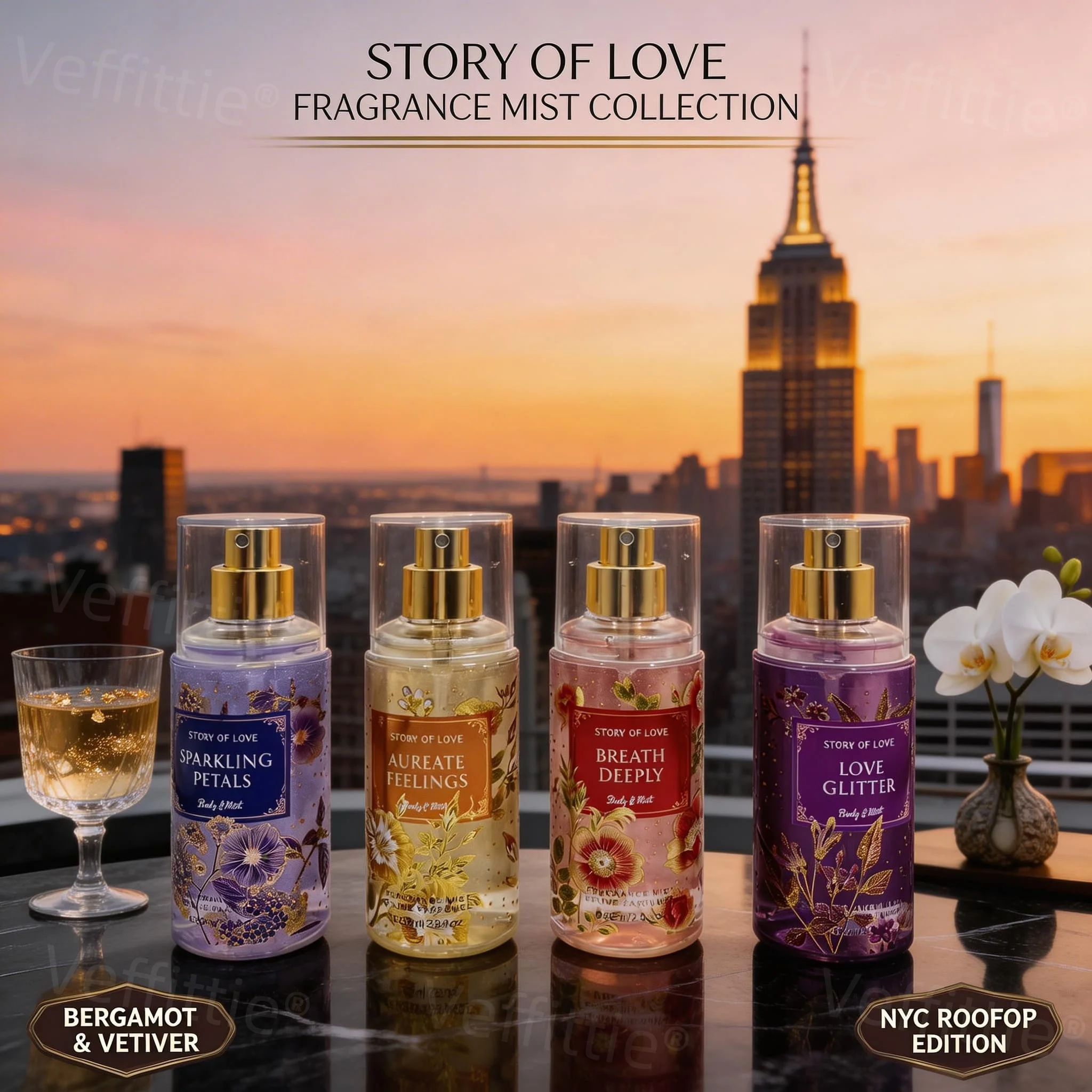 

Chic Floral-Woody Poise Women's Mist, 352ml Multi-Scent 4pcs Spray, Formal Office Wear, Long Lasting, Polished Sandalwood-Cedar