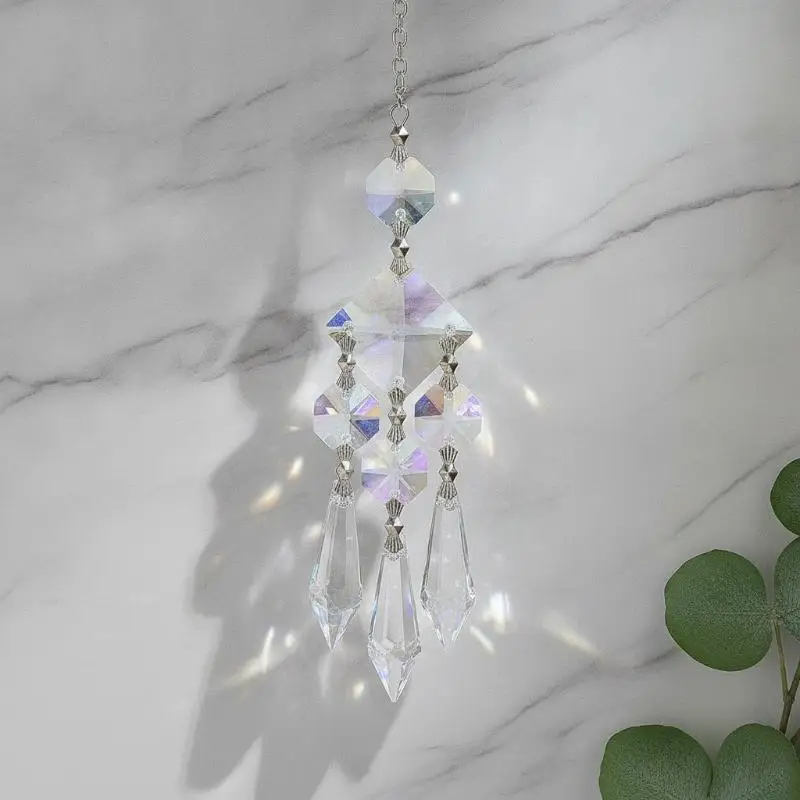 Gorgeous Glass Crystal Prism Suncatcher: Chandelier Parts Lucky Hanging Pendant Handmade Christmas Wedding