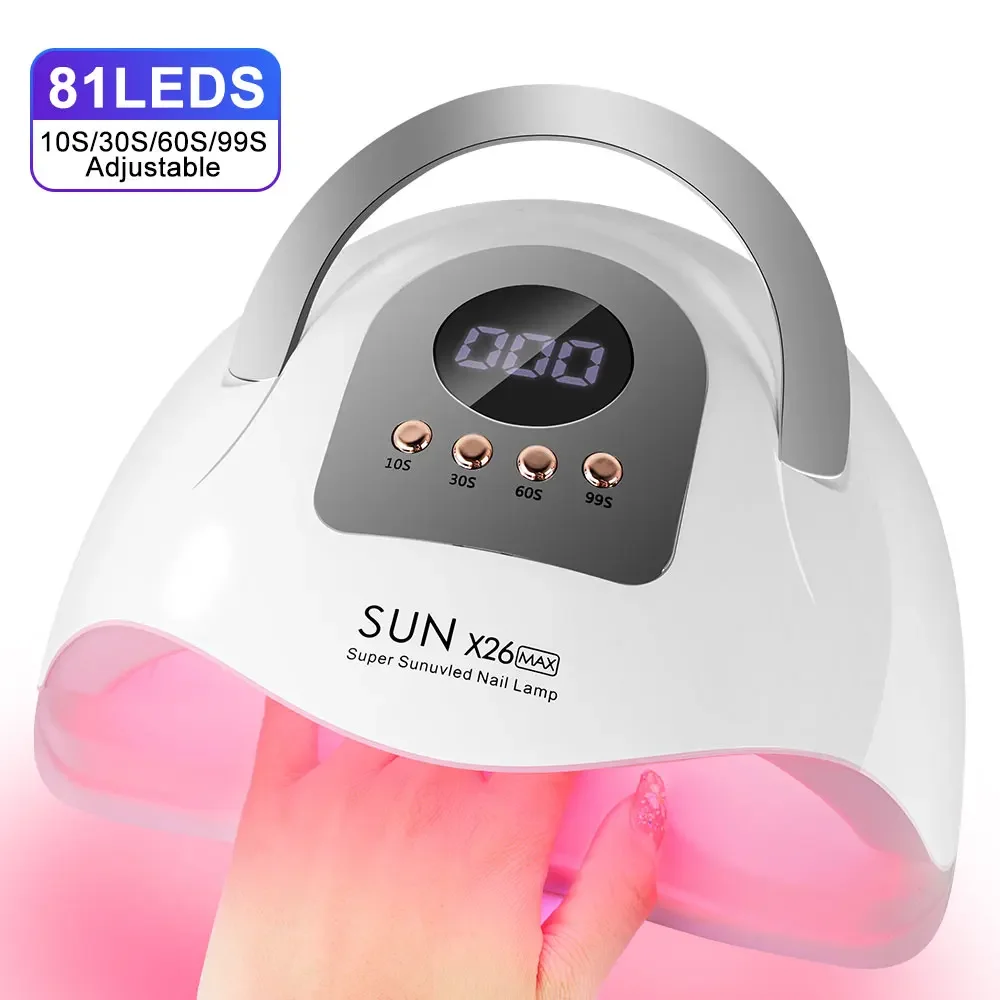 X26MAX 81LED Nageldroger LED UV-lamp voor nagels Gel Polish Droger Licht Professionele nagelkunstaccessoires Curing Gel Teennagels Gel