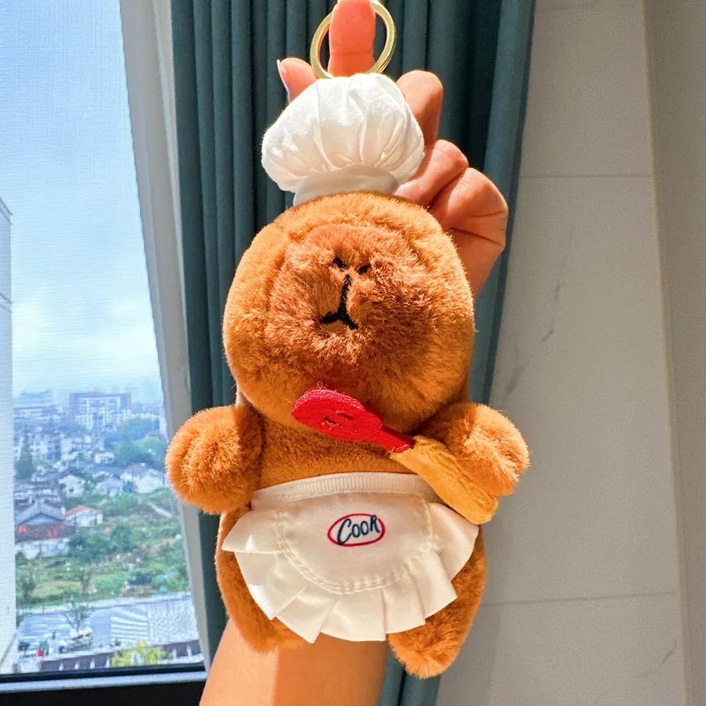 

Kawaii мультфильм плюшевый брелок с капибарой шляпа шеф-повара мягкая имитация капибары кулон мягкие игрушки пушистые животные куклы детские игрушки