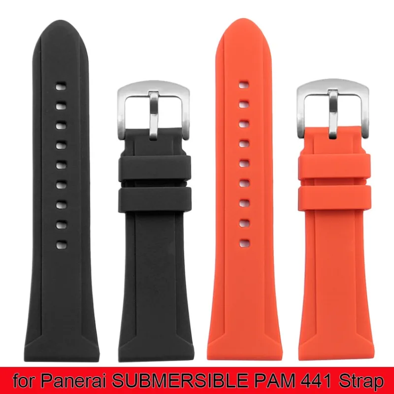 Silicone Watch Band for Panerai SUBMERSIBLE PAM 441 Belt for Rolex Soft Rubber Strap 22mm 24mm 26mm Sport Bracelet Accessories