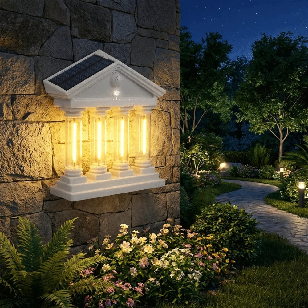 

High Bright Solar Wall Lamp Waterproof Performance Stylish Appearance Waterproof Outdoor Light Steady Bright Illumination