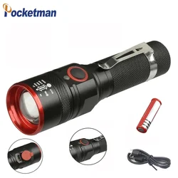 Waterproof 5200LM USB Rechargeable Flash light T Led Flashlight Zoomable 3 modes torch for 18650 with USB cable Camping z40