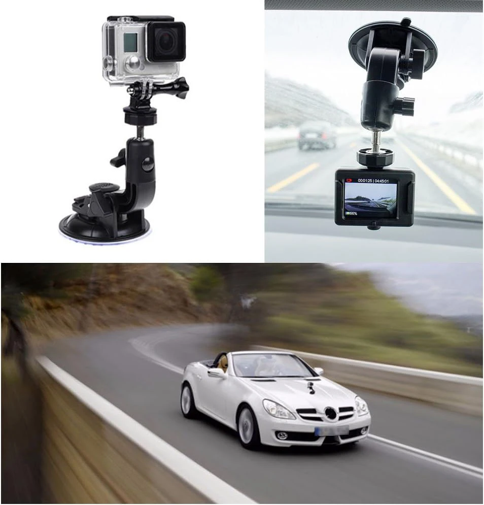 9CM Car Suction Cup Universal Phone Holder Adjustable 1/4 Adapter For GoPro 12 11 10 Insta360 Osmo Action 4 3 Smart phone Camera