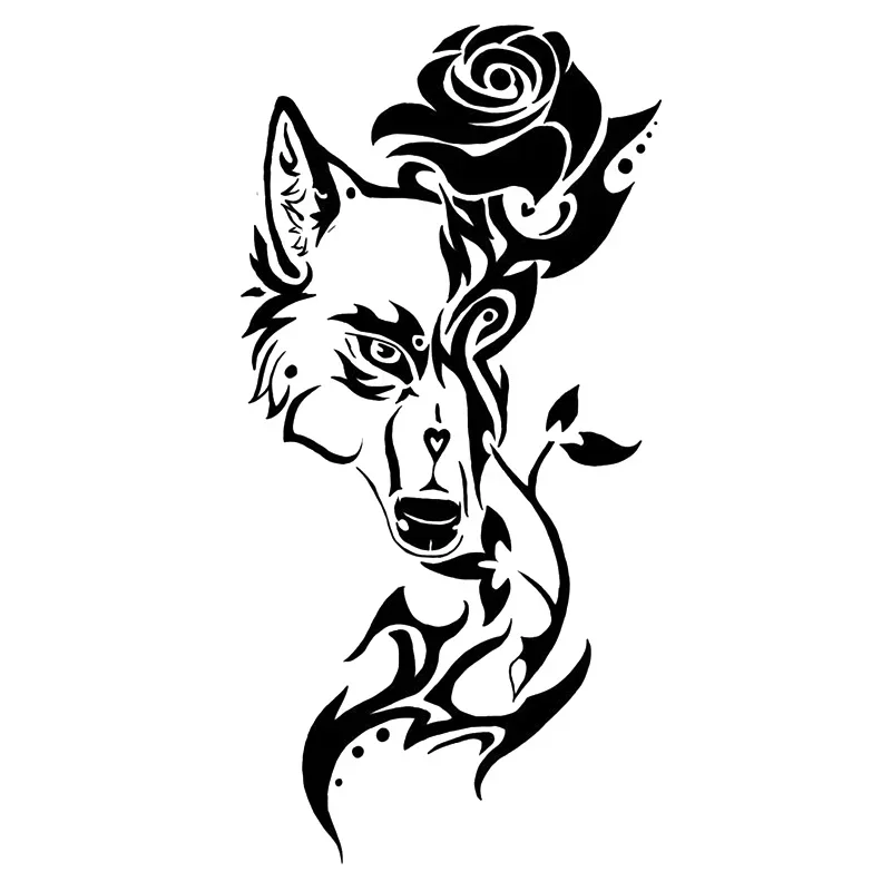 

16*8 см, Виниловая наклейка с изображением волка, розы, искусственный бампер, новинка дрейф JDM, Виниловая наклейка