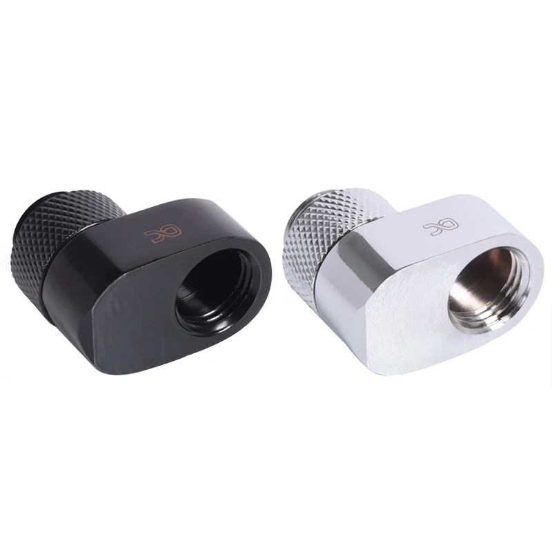 Alphacool Eiszapfen 16mm Offset Fittings 360 Rotatable G1/4 Male To G1/4 Female For Water Cooling Liquid Build - Black/Silver