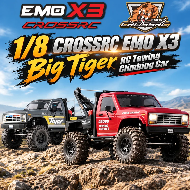 Hot CROSSRC EMO X3 Big Tiger 1/8 10CH Remote Control Electric Rescue Towing Climbing Off-road Car RC Two-Speed Model With Lights