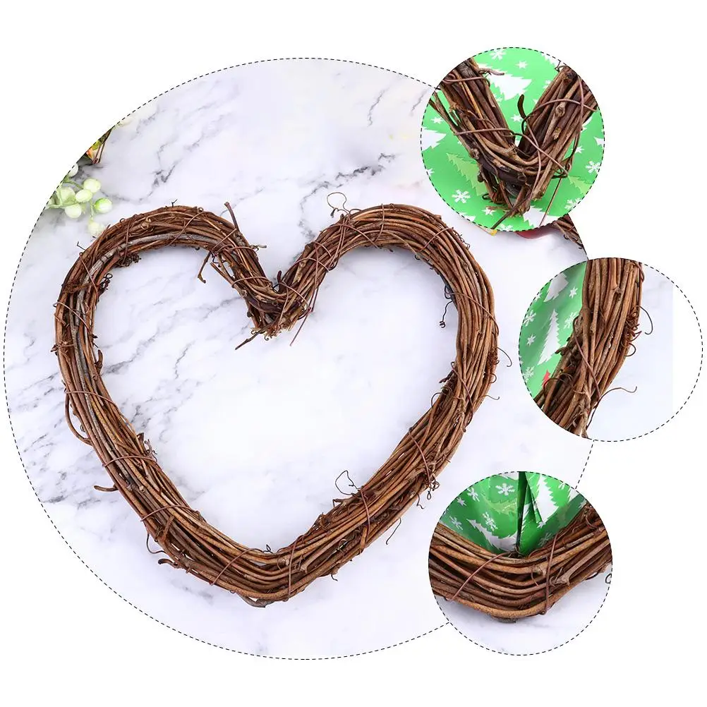 

3Pcs Rattan Heart Shape Garland Brown nament Xmas Tree Pendant DIY Hanging Accessories Christmas Tree Pendant Christmas Decor