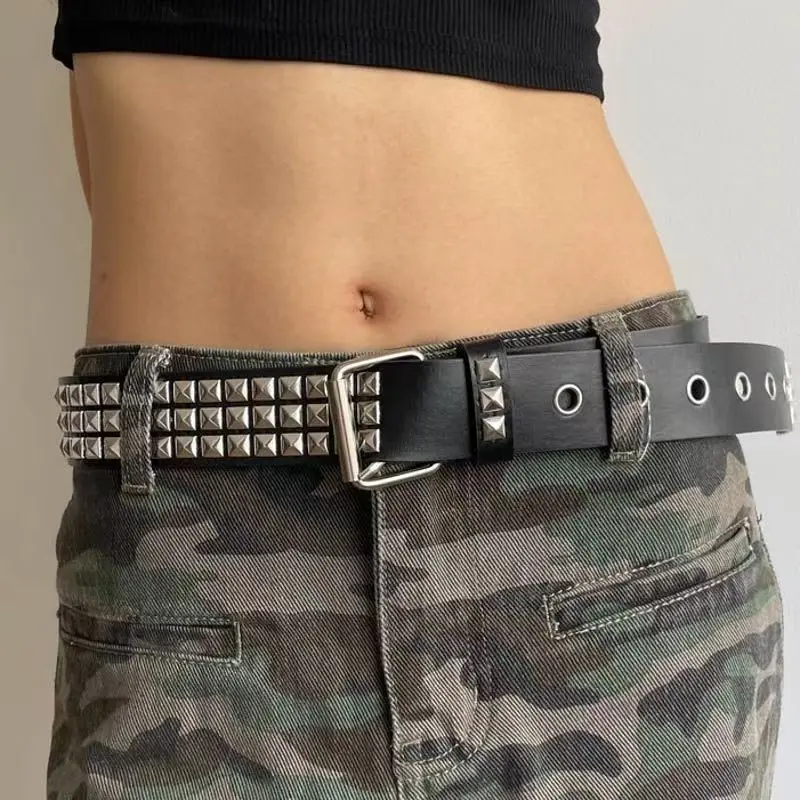 Damen-Jeansgürtel im europäischen und amerikanischen Stil, Nieten-Punk-Hottie, robuster Denim-Jeansgürtel, dekorativer Bund
