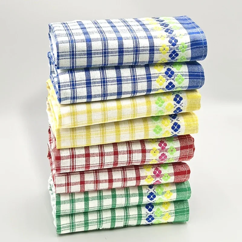 4Pieces, 40Cm*69Cm, Multi-Colored Plaid Cotton Kitchen Towels, Highly Absorbent and Soft, Suitable for Drying Dishes, Cleaning