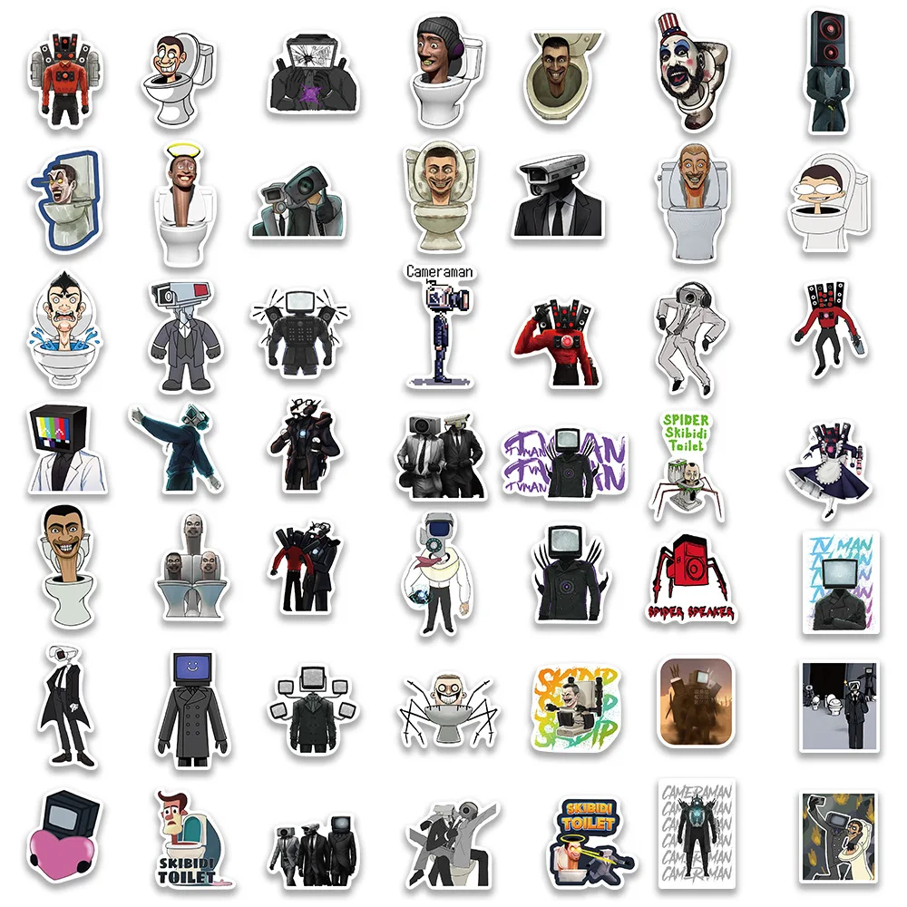 10/30/50PCS Cartoon abstract Skibidi Toilet Waterproof Stickers for Water Cup Phone Computer Notebook Stationery Luggage