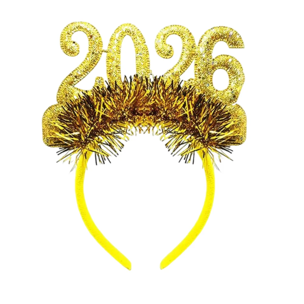 

Sequin 2026 Happy New Year Headband Sweet Creative New Year Decorative Headdress Colorful Headwear Xmas Hair Band Cosplay