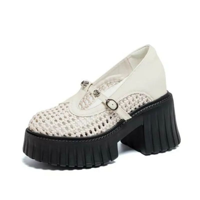 

Summer Shoes Women High Heels Sandals Fashion Brand Wedges Ladies Party Shoes Mary Jane Wedge Sandals 10cm Black Beige