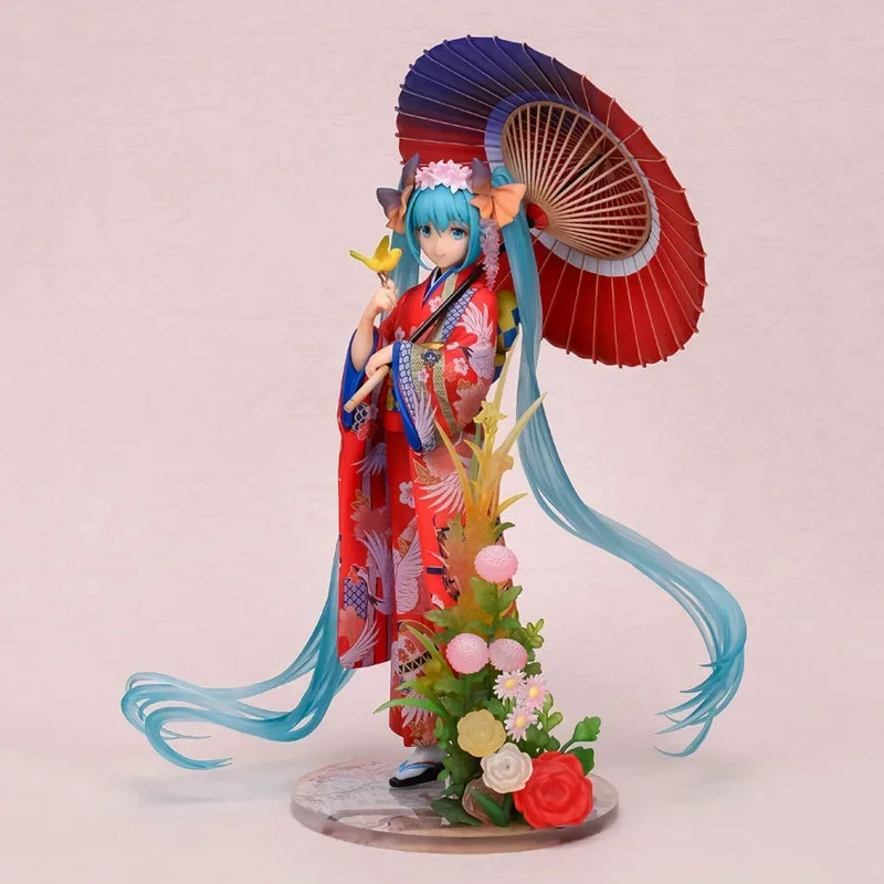 Hatsune Miku Anime Mädchen Figuren Mitte Herbst Festival Tiefsee Gemusterte Kleidung mit Regenschirme Miku Puppe Modell Kinder Spielzeug Geschenk