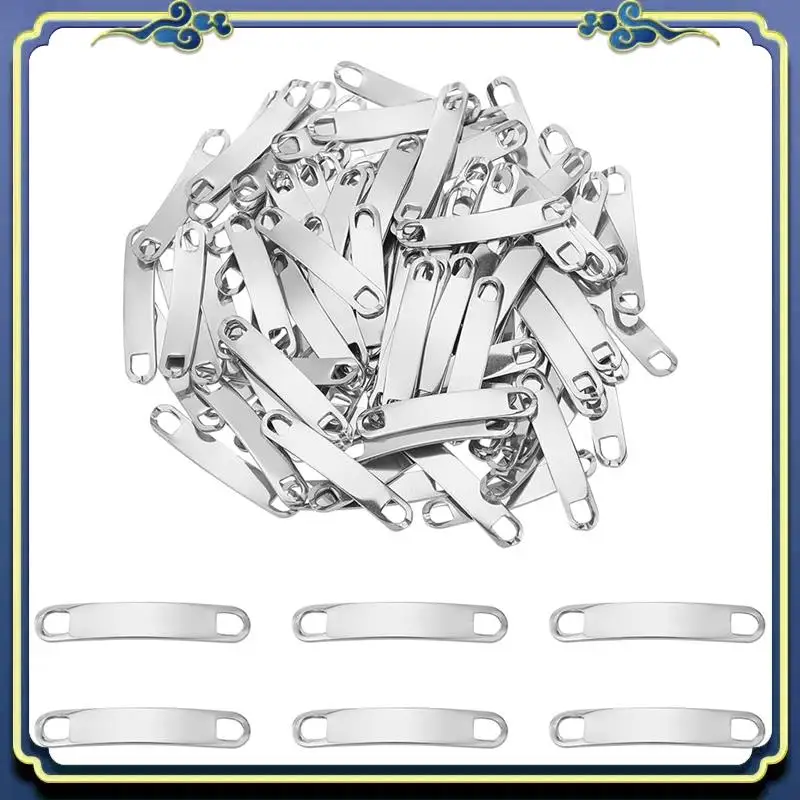 

A56P-100Pcs Stamping Blank Tag 34Mm Stainless Steel Link Connector Metal Blank Charm Curved Link Charm Engravable Blank Tag