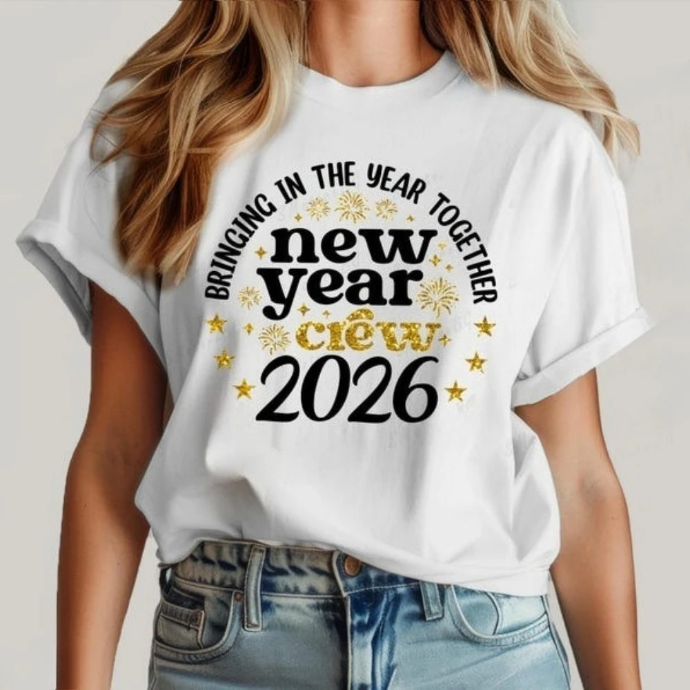 Neujahrs-Crew 2026-Hemden, Silvester, Party, Unisex-Hemd, passende Familienkleidung, für Männer und Frauen, modisch, lässig, Baumwolle, Streetwear