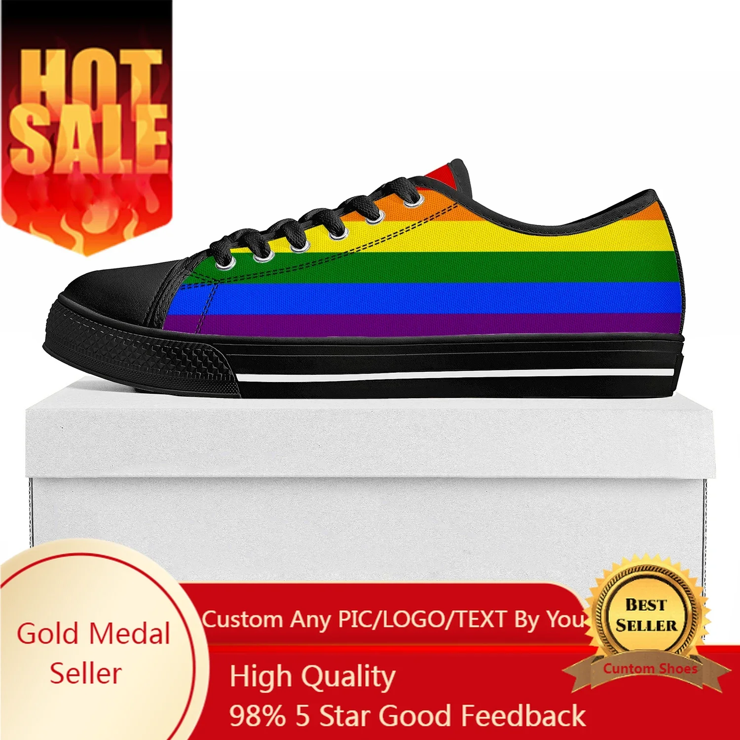 

Gay Pride Rainbow Love Low Top High Quality Sneakers Mens Womens Teenager Tailor-made Shoe Canvas Sneaker Casual Couple Shoes