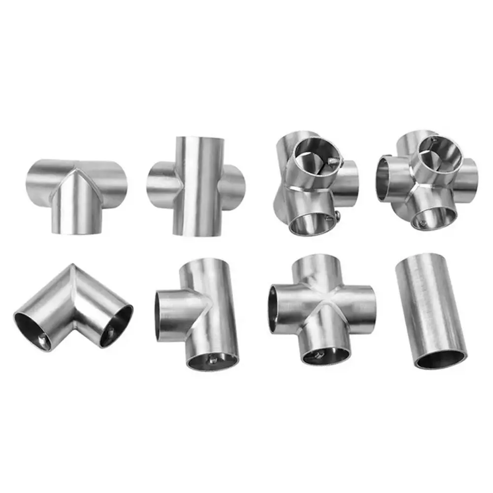 1Pcs New Tee Straight Elbow Pipe Connector Stainless Steel 2/3/4/5/6 Way Pipe Fittings 25mm Tube Joint Furniture Hardware