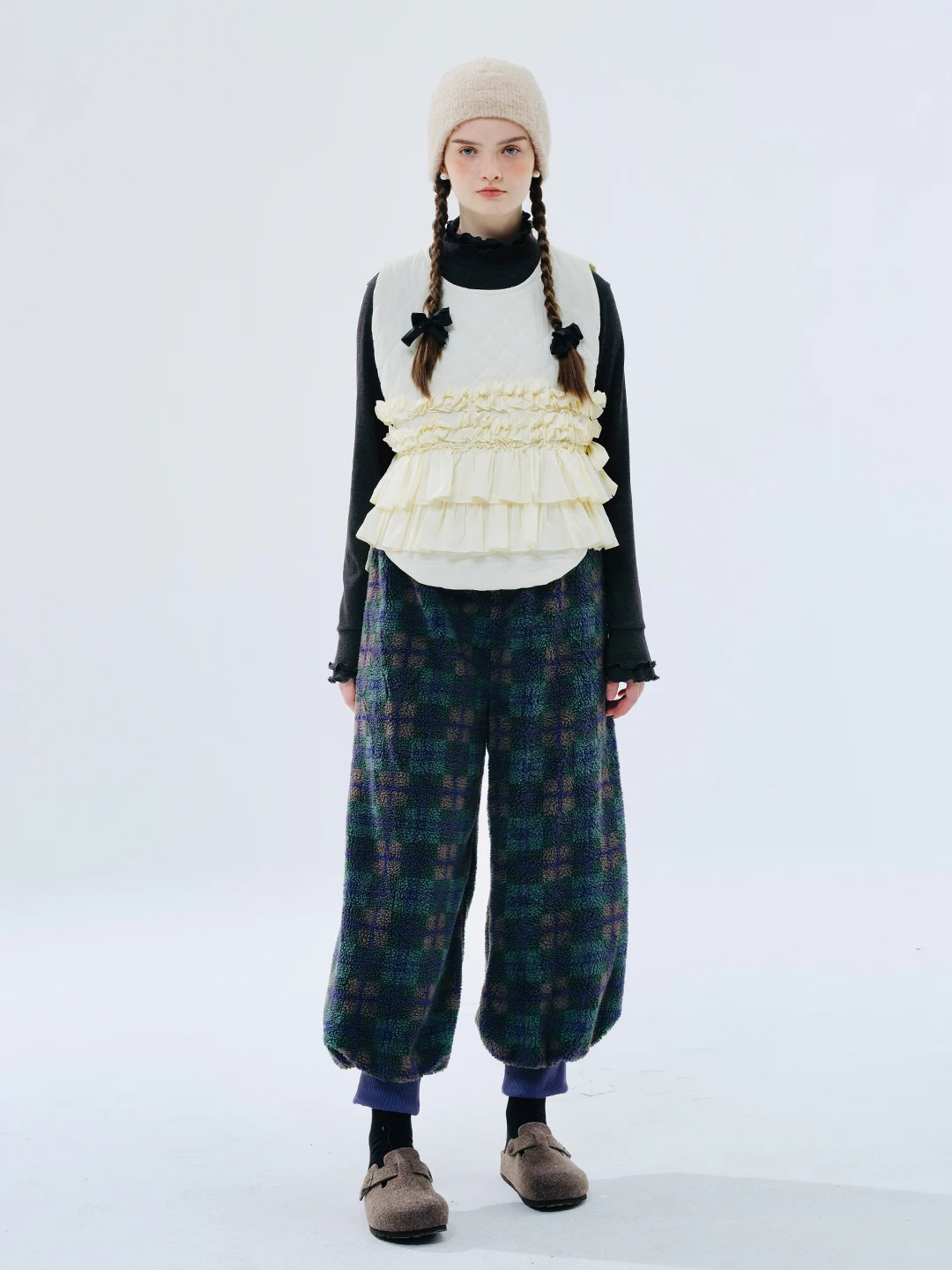 Green Plaid Lamb Wool Lantern Pants Female clothing women’s pants and trousers Elastic Waist Loose Baggy Trousers for woman 4 Green Plaid Lamb Wool Lantern Pants Female clothing women's pants and trousers Elastic Waist Loose Baggy Trousers for woman 4