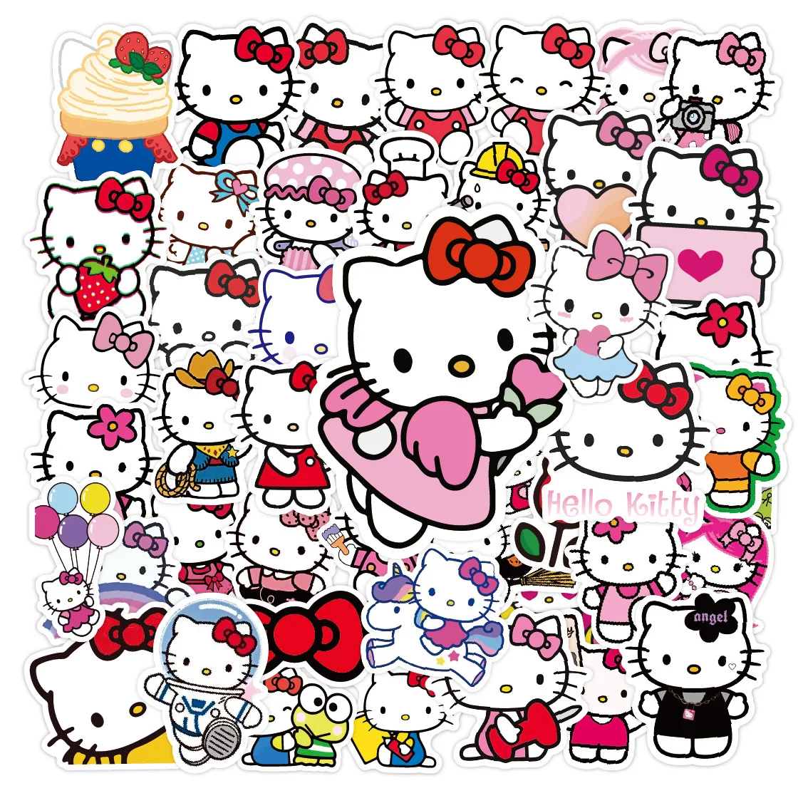 50/100Pcs Hello Kitty Stickers Party Favors Waterproof Sticker for Laptop Water Bottle Skateboard Luggage Bumper Party Supplies