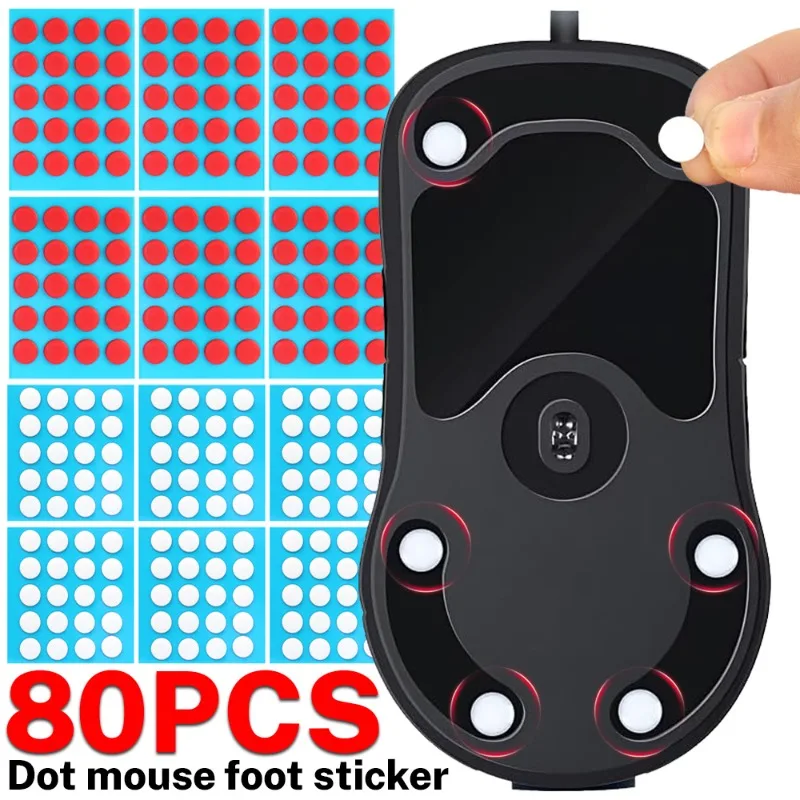 20-80Pcs Gaming Mouse Skates Universal Feet Sticker PTFE 6/7mm Smooth Glide Thickness Small Dots Pads Replacement Mouse Upgrade