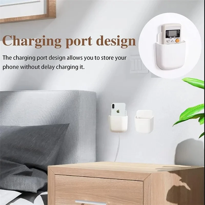 Wall Mounted Storage Box Mobile Phone Plug Holder Stand Rack Remote Control Storage Organizer Case for Air Conditioner TV