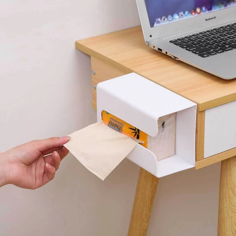 Adhesive Wall Mounted Tissue Box Tissue Shelf Napkin Holder Dispenser Rack Home Space-saving Shelf boite a mouchoir murale