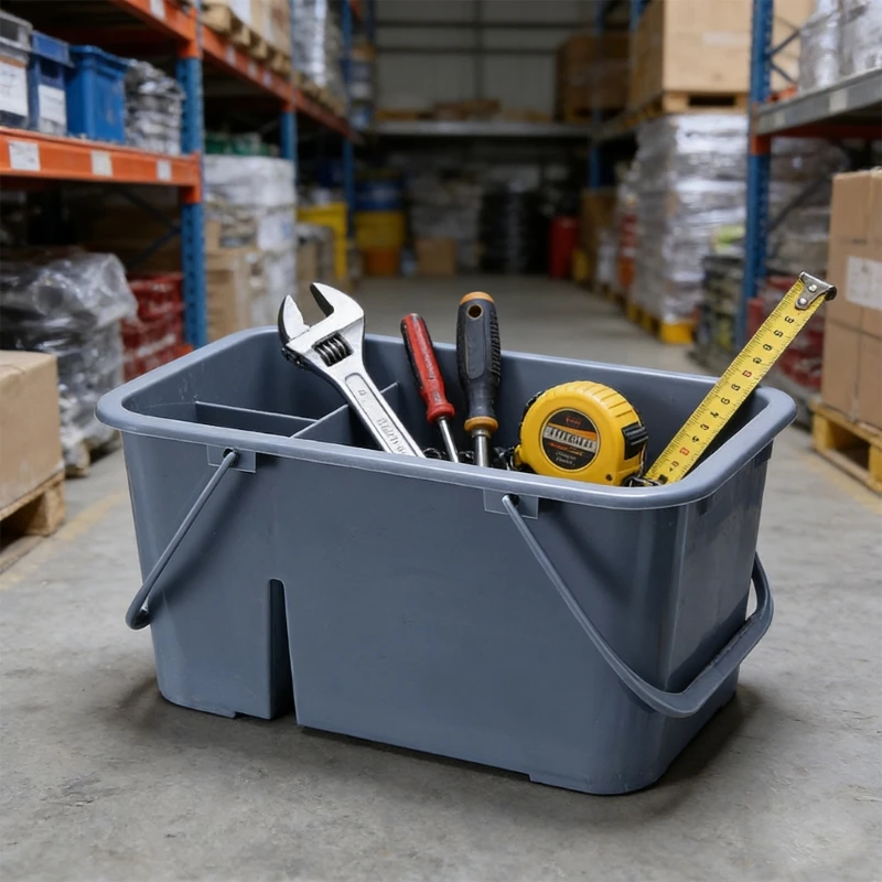ABS Plastic Utility Basket Featuring 4 Compartments And Ergonomic Handles