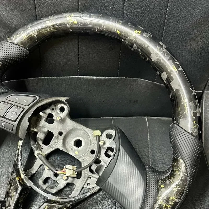 High Quality Fine Forged Carbon Fiber Perforated Leather Steering Wheel For AXELA